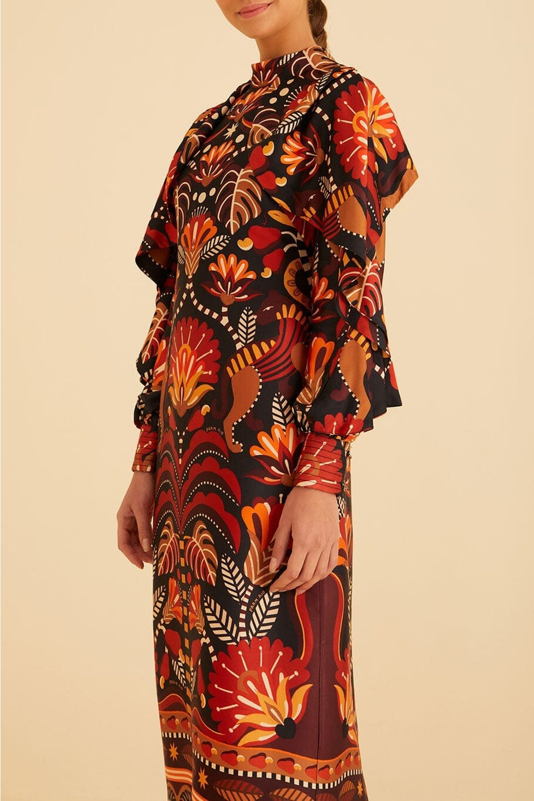 Robe midi dos nu - Rouge