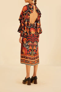 Robe midi dos nu - Rouge