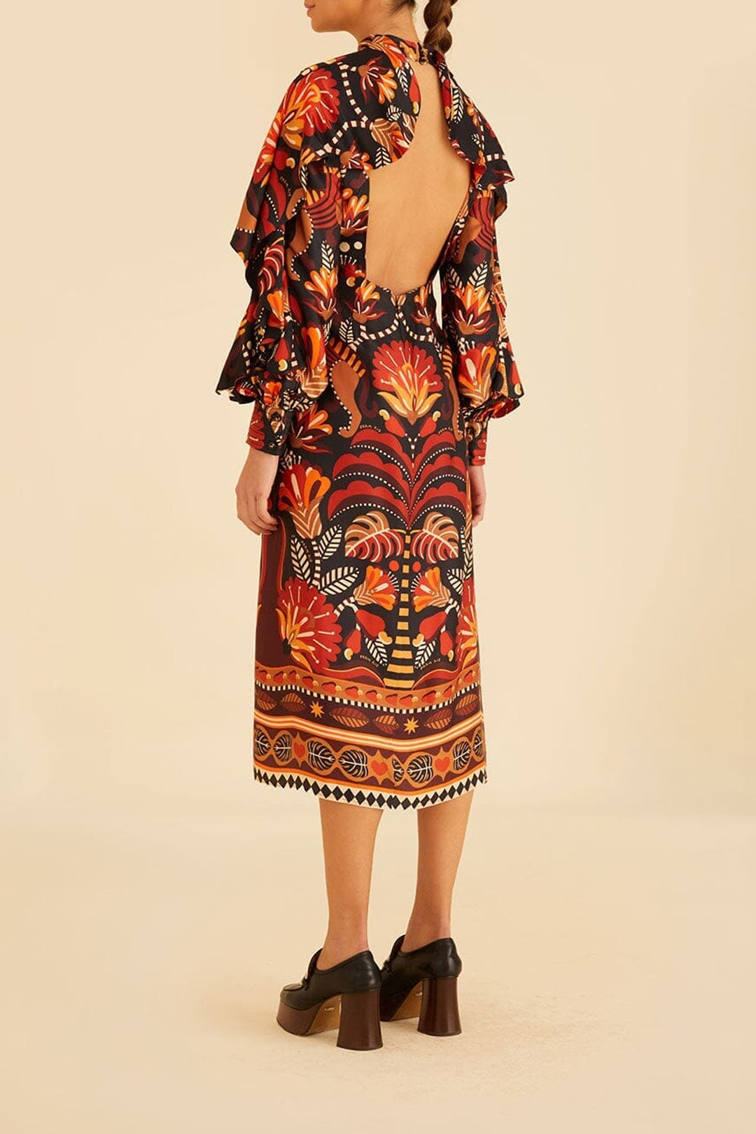 Robe midi dos nu - Rouge