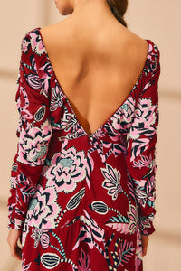 Robe longue Pineapple Inspiration col V - Bordeaux