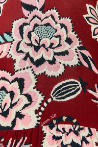 Robe longue Pineapple Inspiration col V - Bordeaux