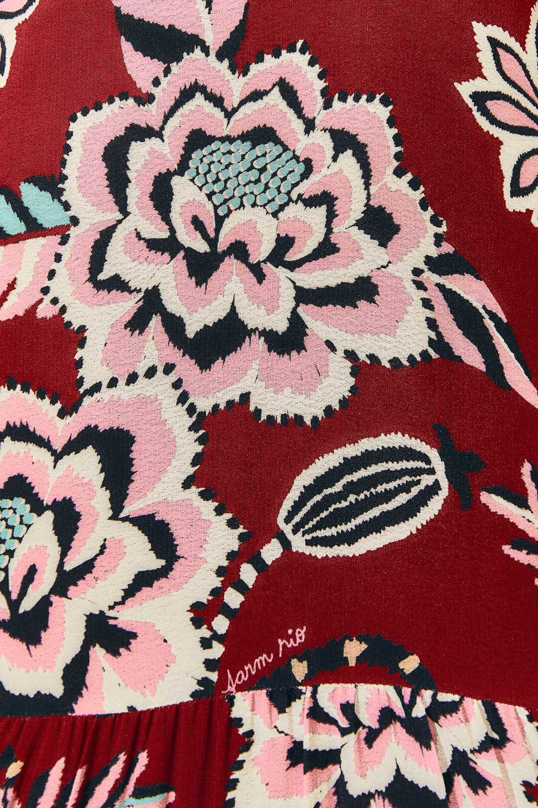 Robe longue Pineapple Inspiration col V - Bordeaux