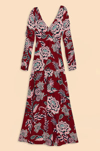 Robe longue Pineapple Inspiration col V - Bordeaux