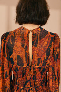 Robe longue Giraffes à manches longues - Marron