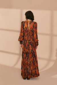 Robe longue Giraffes à manches longues - Marron