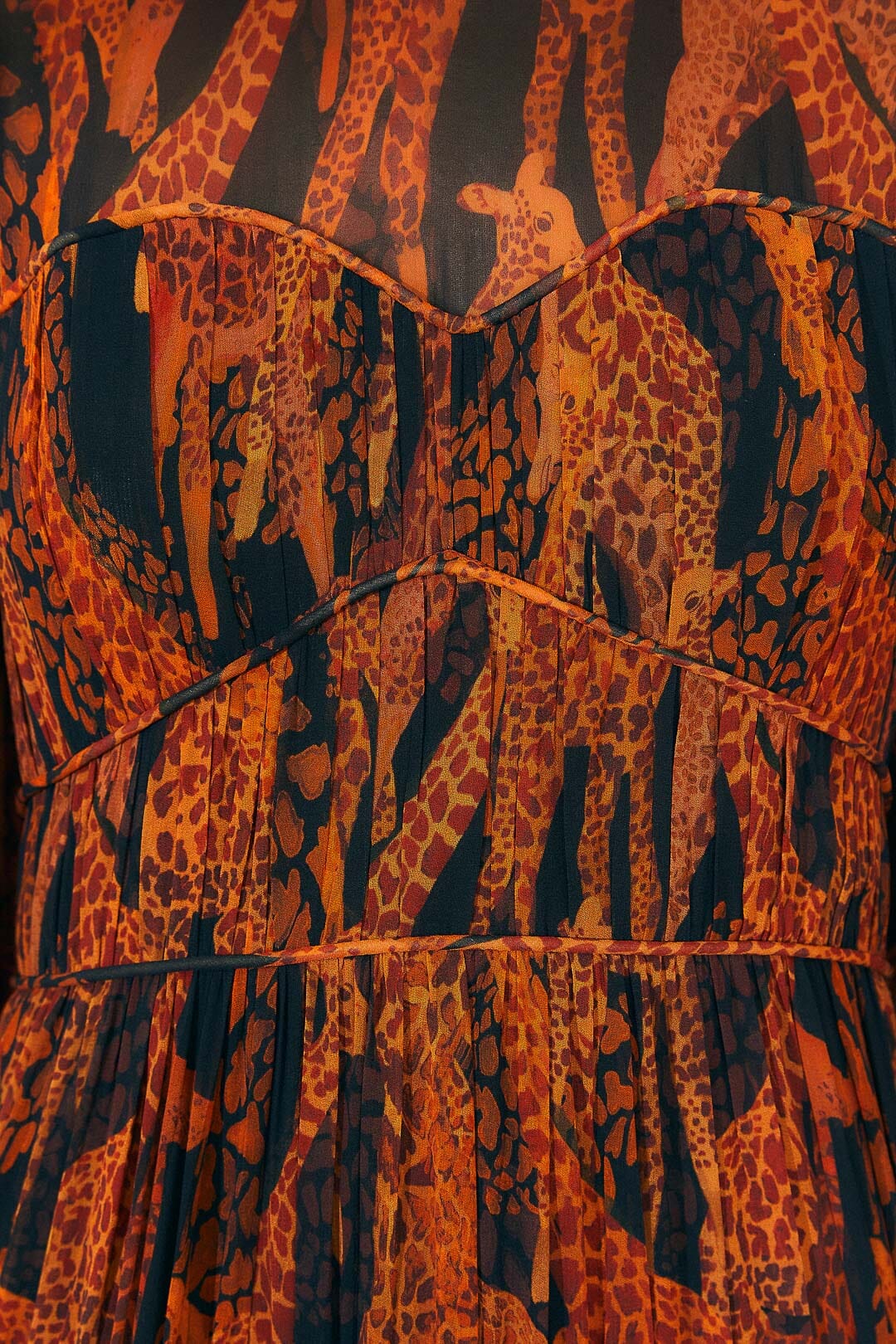 Robe longue Giraffes à manches longues - Marron