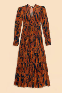 Robe longue Giraffes à manches longues - Marron