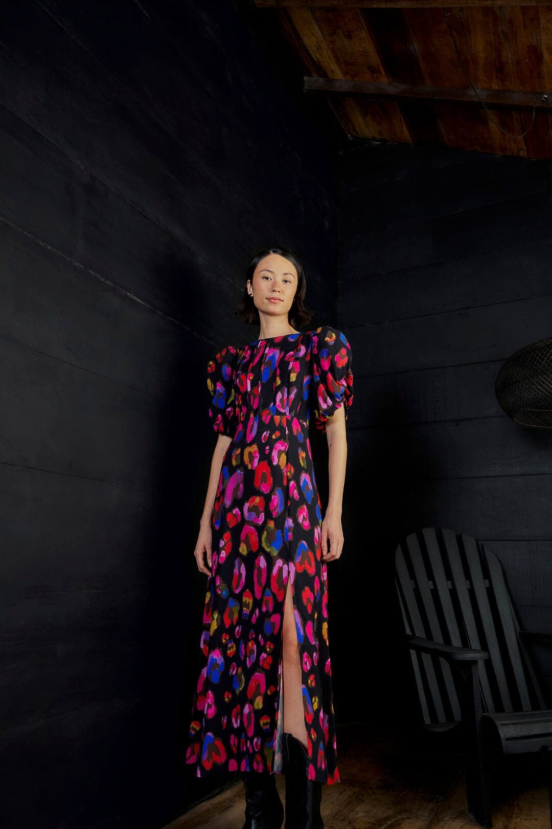 NEW_Leopard Black Robes midi - Leopard Black