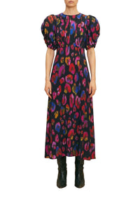 Robe midi imprimée - Noir