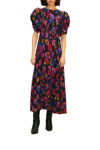 Robe midi imprimée - Noir