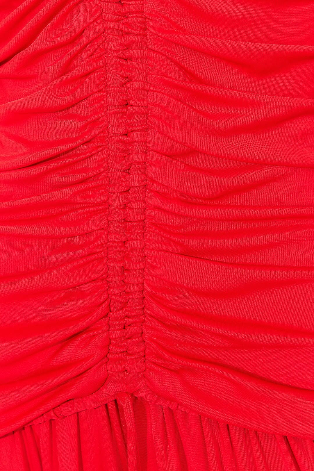 Robe longue col V à manches longues - Rouge
