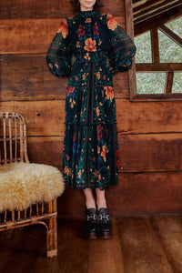 High-neck midi dress - Black
