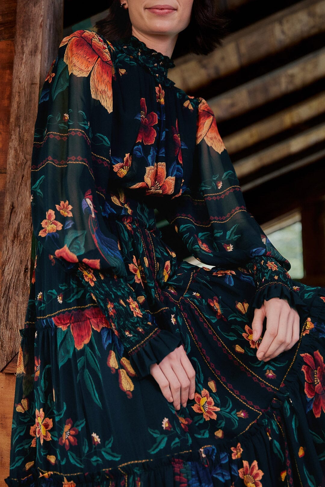 High-neck midi dress - Black
