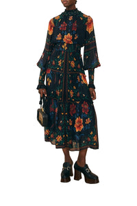 High-neck midi dress - Black