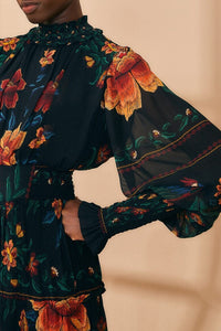 High-neck midi dress - Black