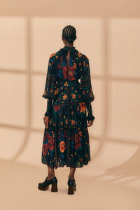 High-neck midi dress - Black