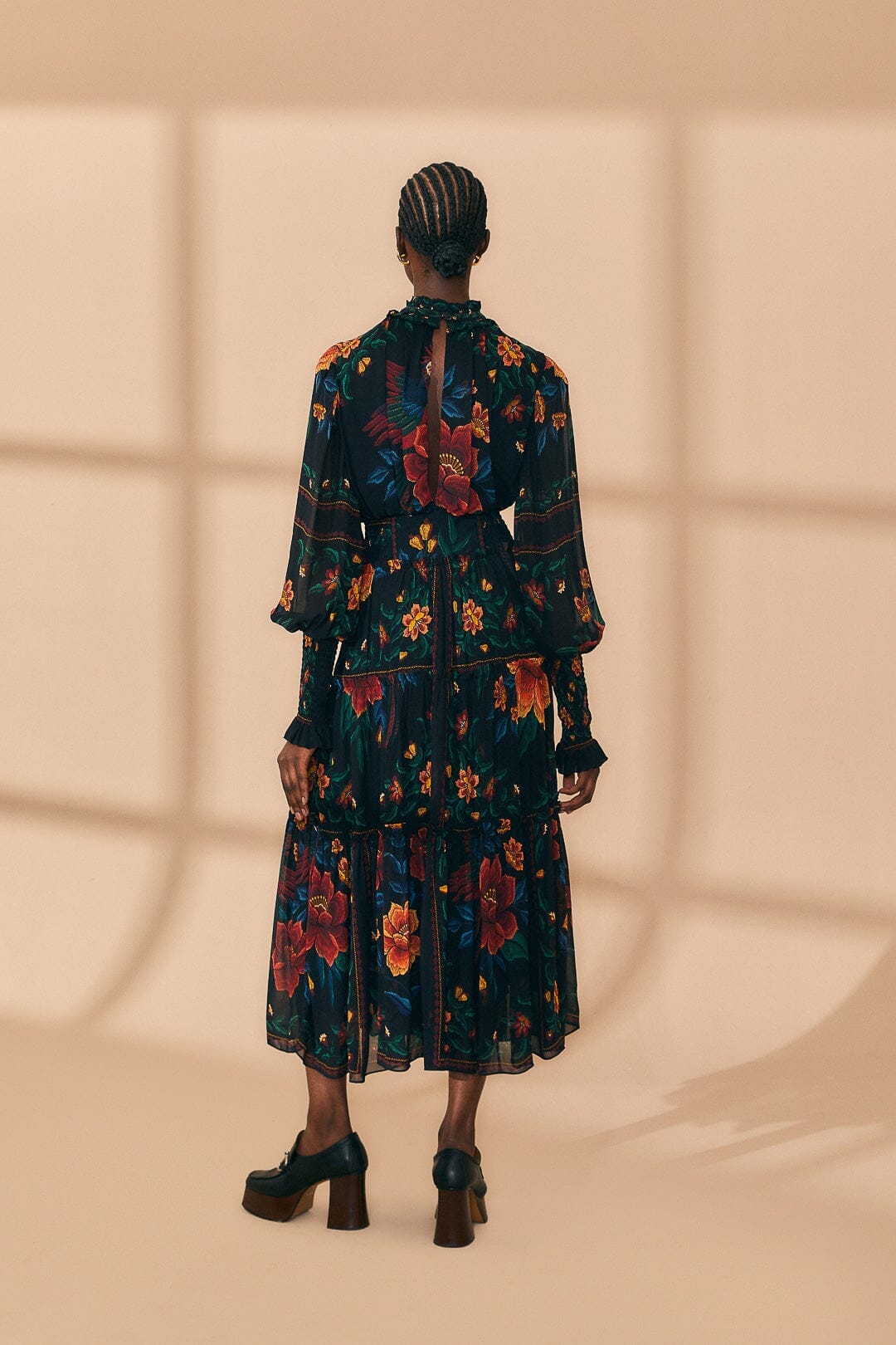 High-neck midi dress - Black