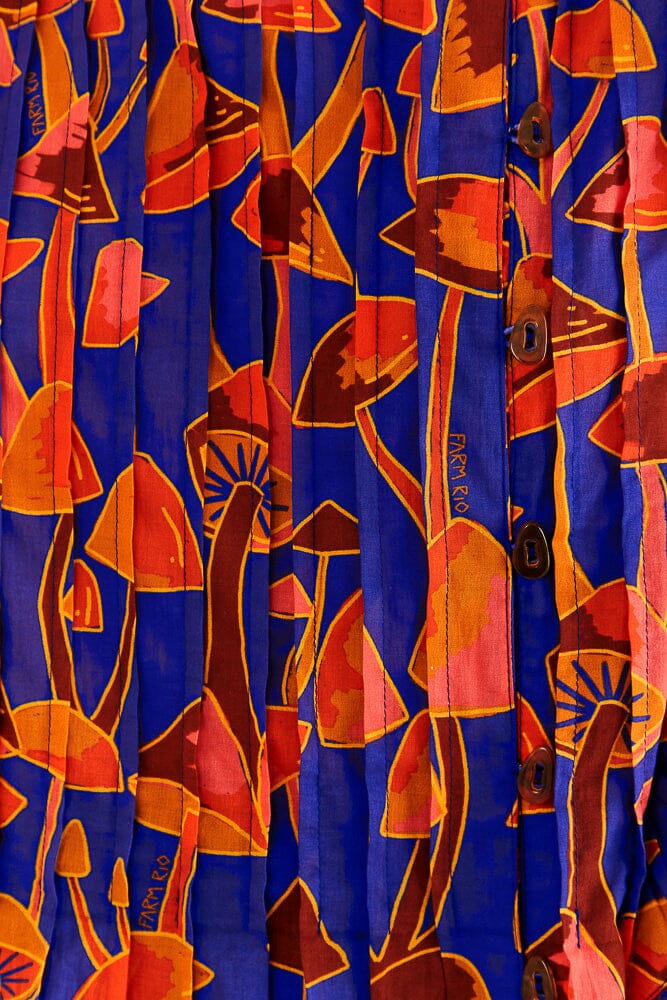 Blouse Mushroom Sketch Bright - Bleu