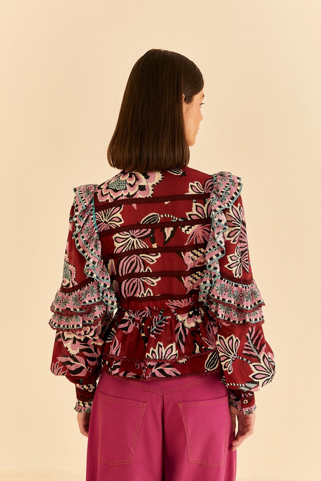 Blouse Ruffled Pineapple Inspiration - Bordeaux