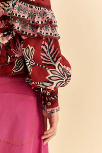 Blouse Ruffled Pineapple Inspiration - Bordeaux