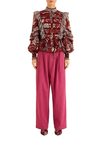Blouse Ruffled Pineapple Inspiration - Bordeaux