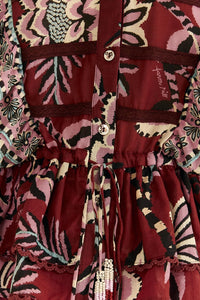 Blouse Ruffled Pineapple Inspiration - Bordeaux