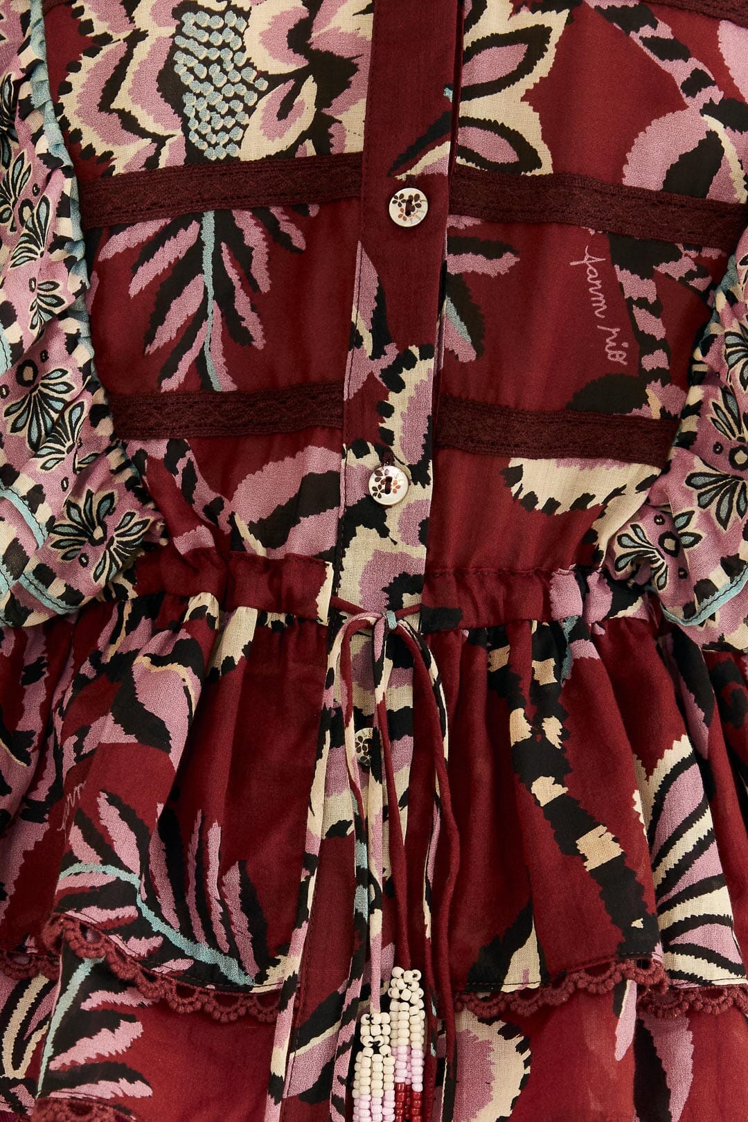 Blouse Ruffled Pineapple Inspiration - Bordeaux