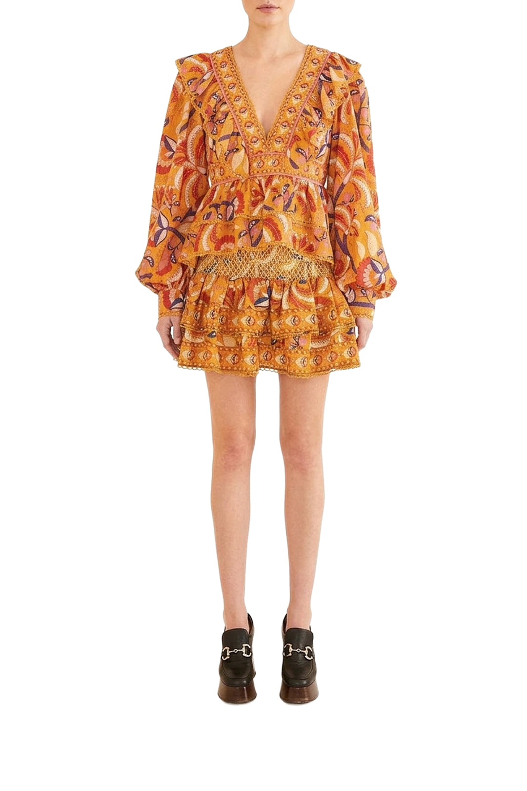 Blouse Ruffled Palms Party - Jaune