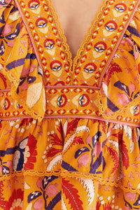 Blouse Ruffled Palms Party - Jaune