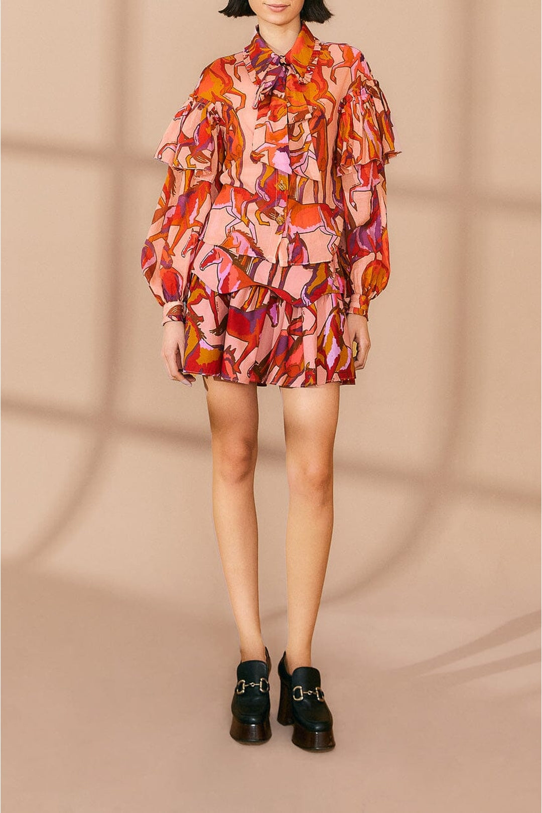 Blouse à nœud papillon Wild Horses en coton - Rose