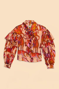 Blouse à nœud papillon Wild Horses en coton - Rose