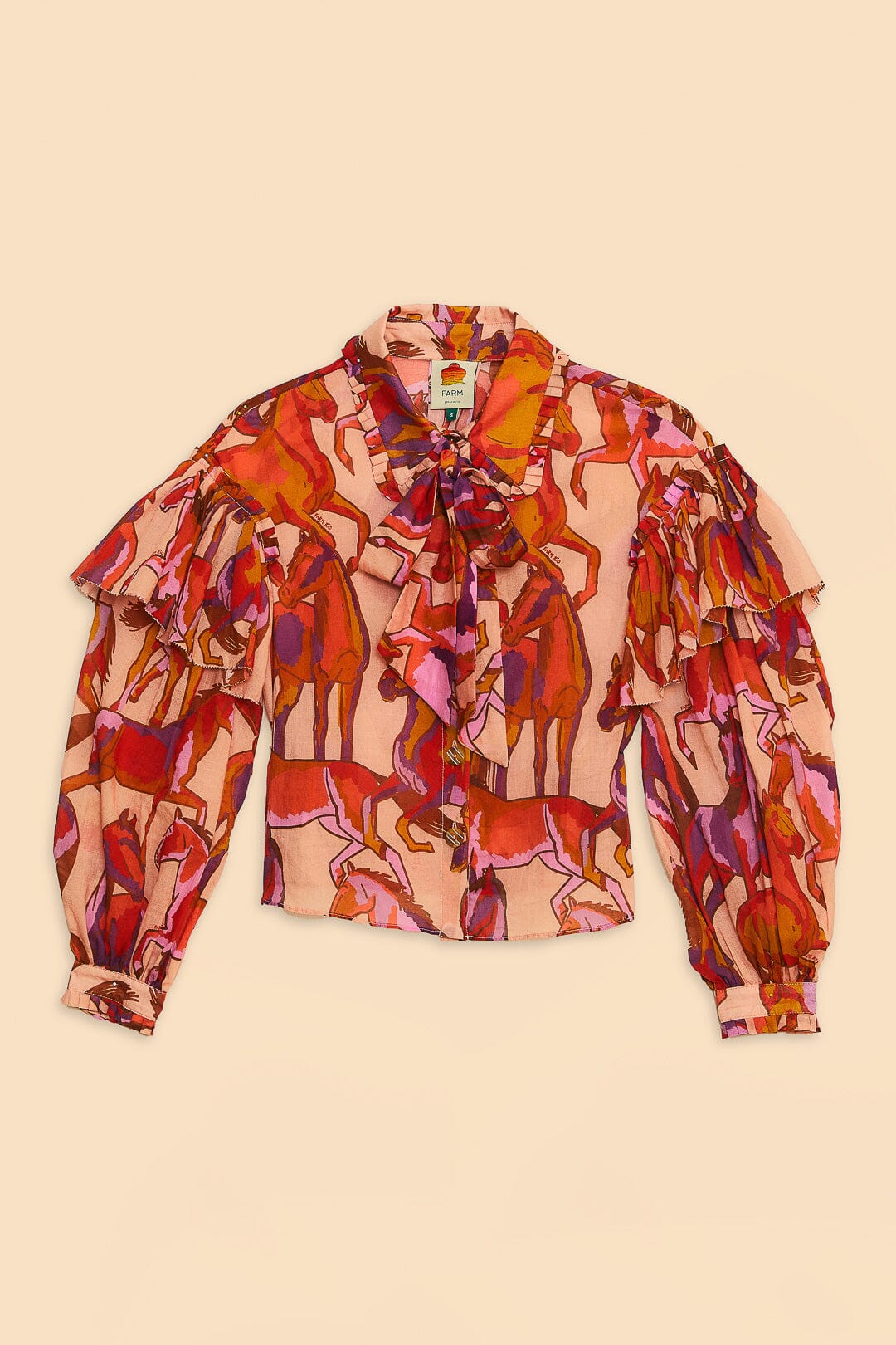 Blouse à nœud papillon Wild Horses en coton - Rose