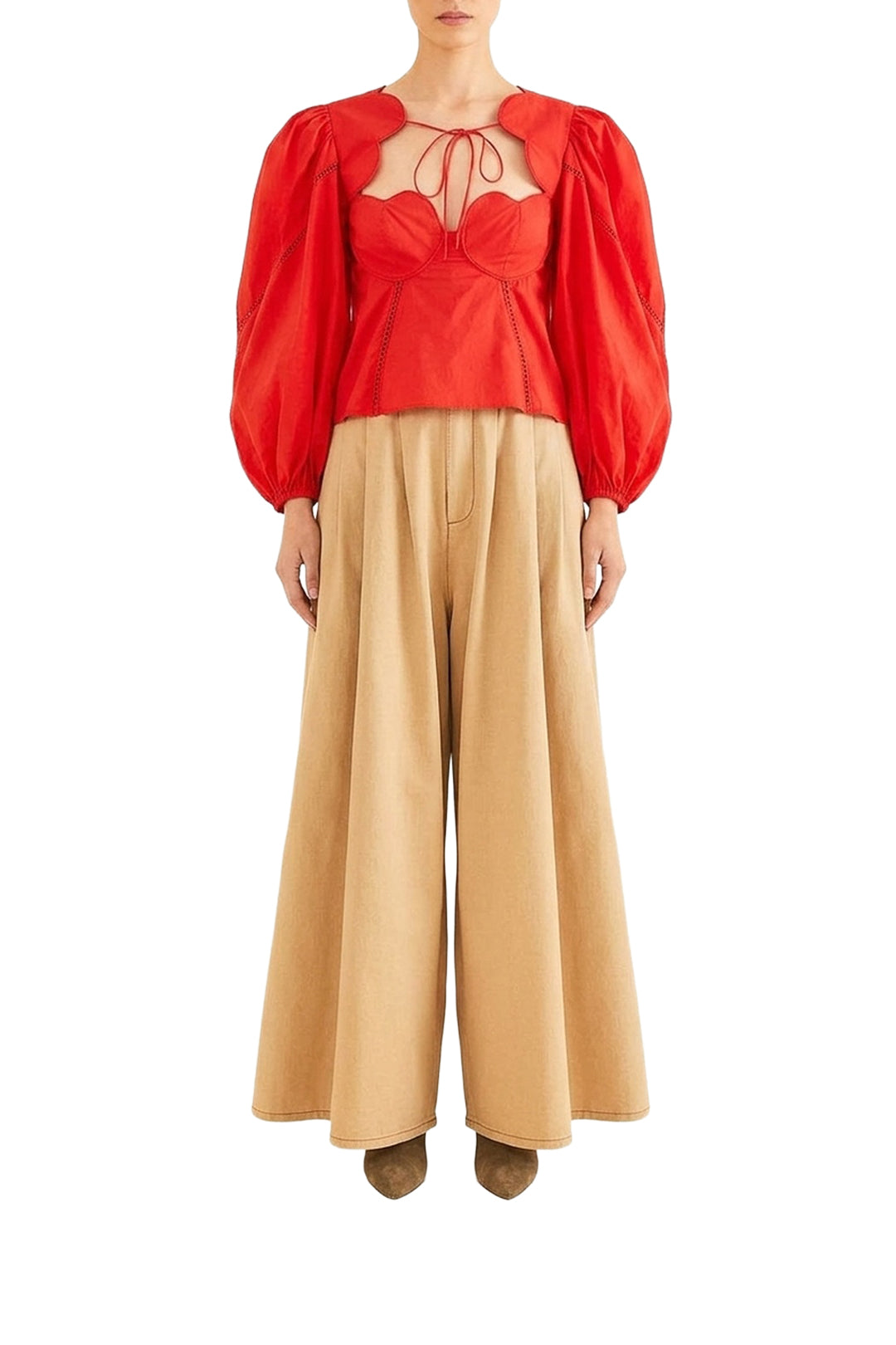 Heart blouse with puffed sleeves - Red