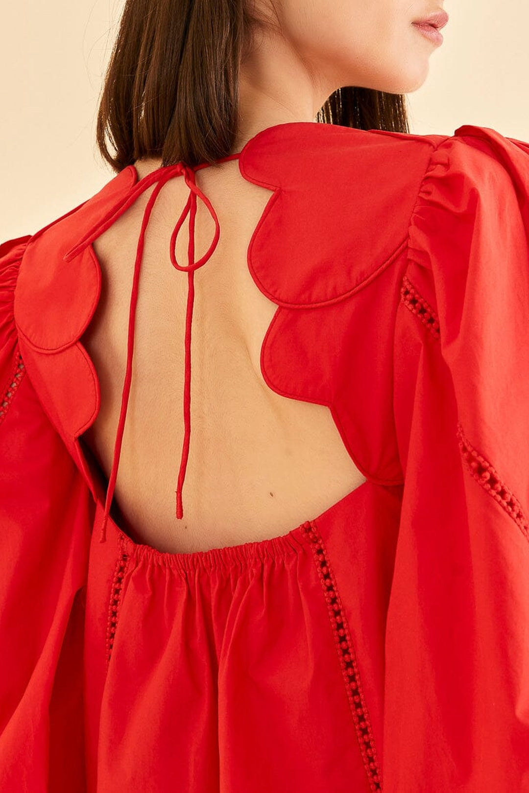 Heart blouse with puffed sleeves - Red