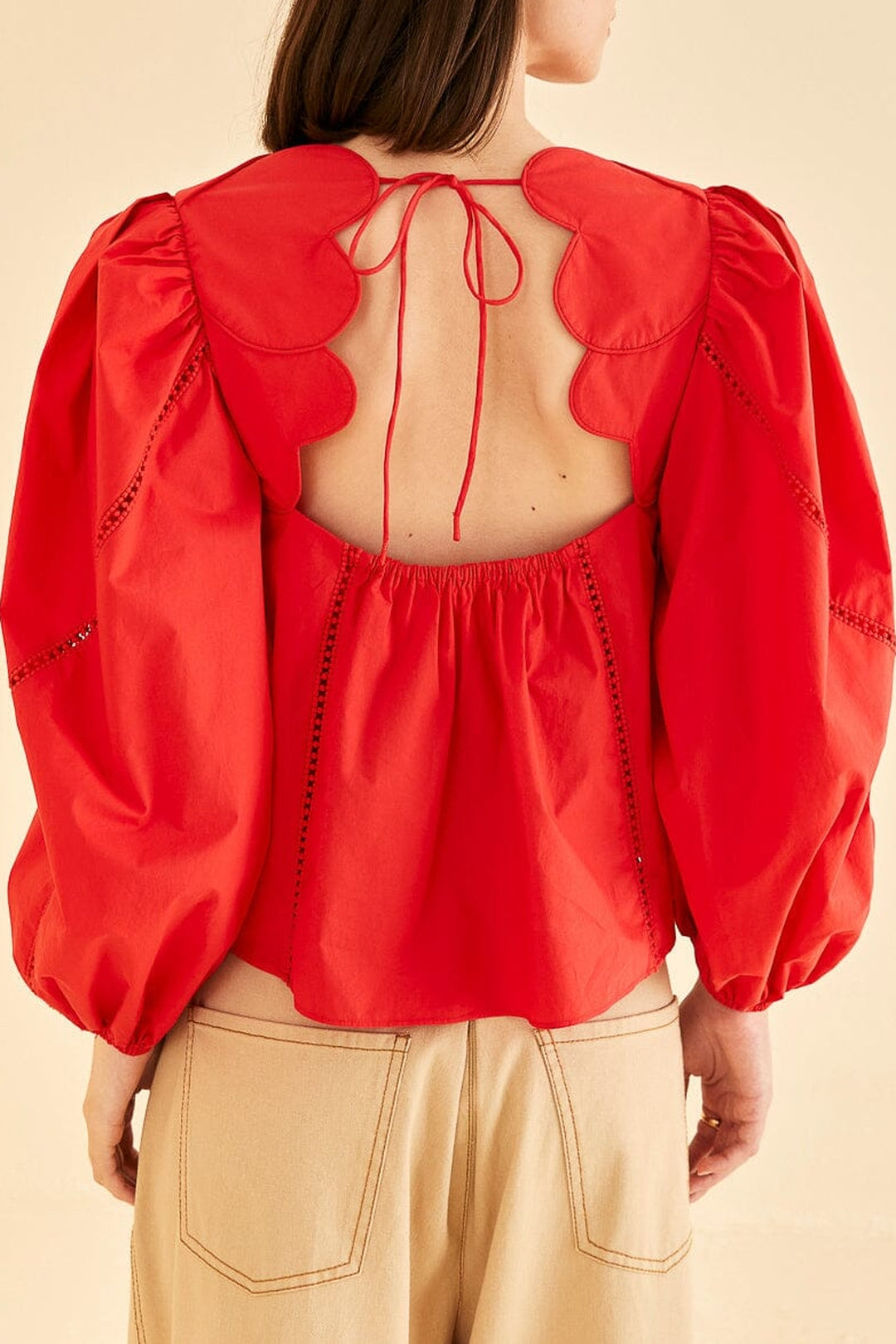 Heart blouse with puffed sleeves - Red