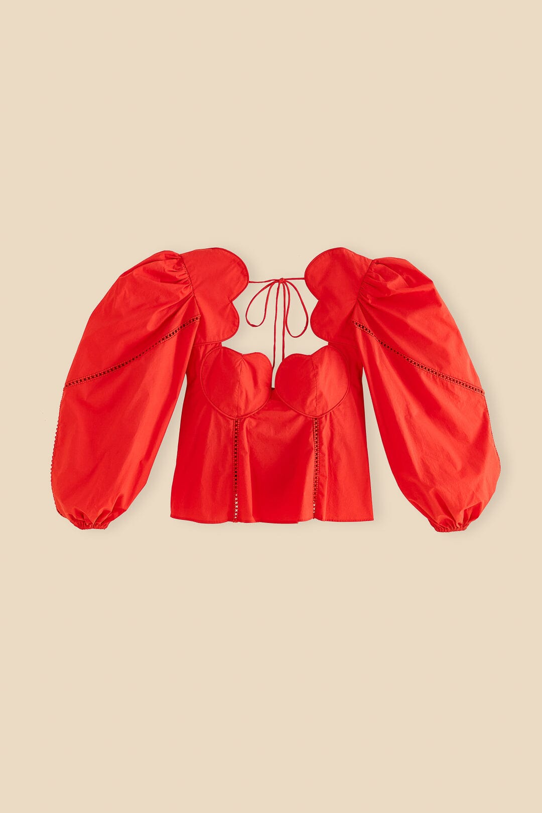 Heart blouse with puffed sleeves - Red