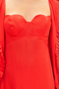 Robe longue encolure cœur en coton - Rouge