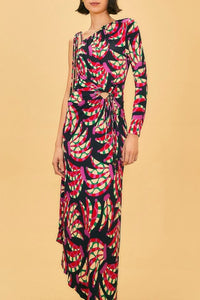 Robe longue épaule asymétrique - Rouge