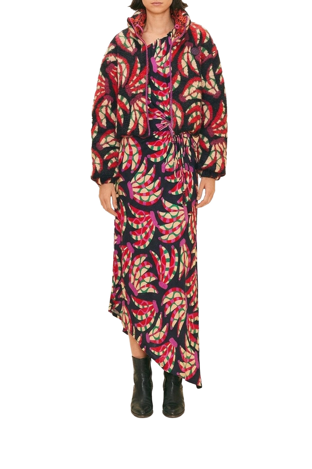 Robe longue épaule asymétrique - Rouge