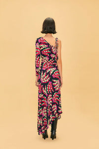 Robe longue épaule asymétrique - Rouge