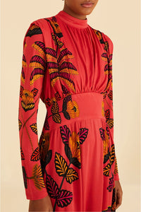 Robe longue Living Bloom Blush à col montant - Rose