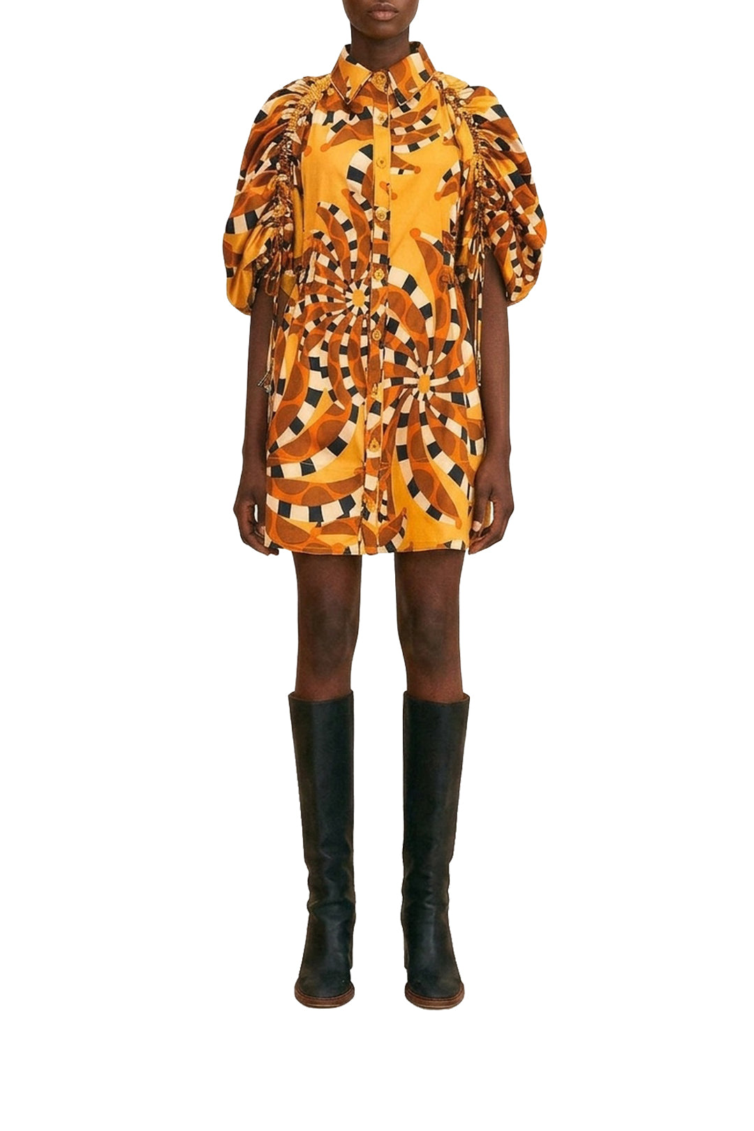 Robe courte à boutons Bananada en coton - Jaune