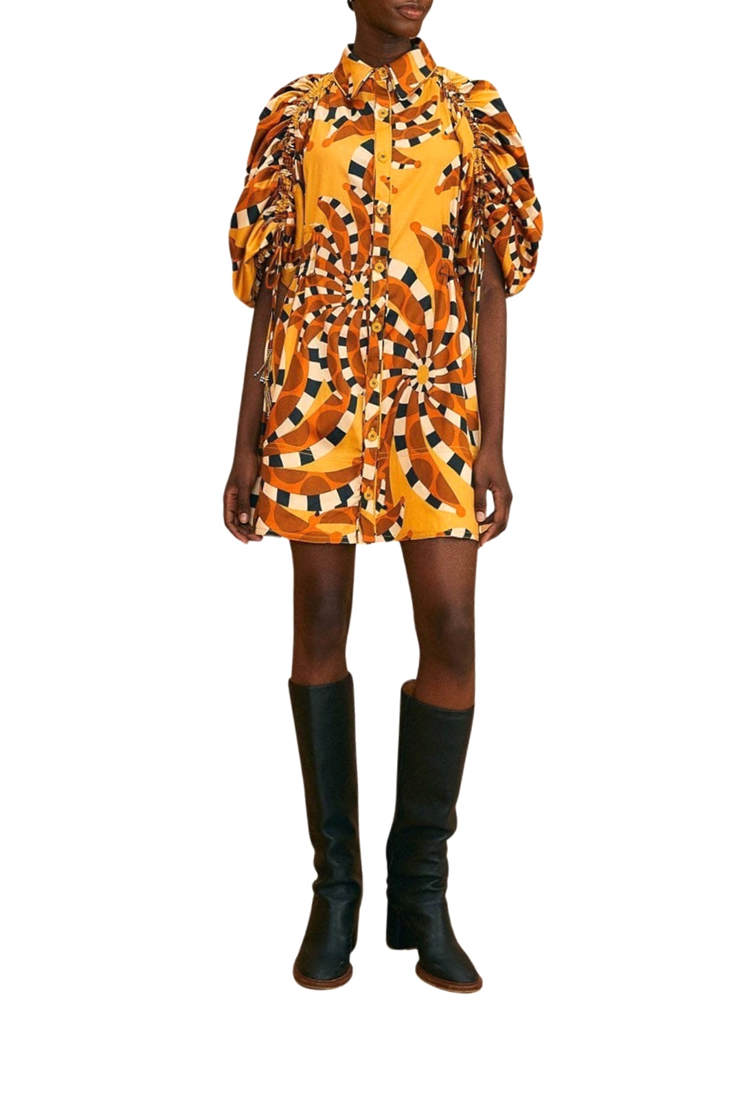 Robe courte à boutons Bananada en coton - Jaune