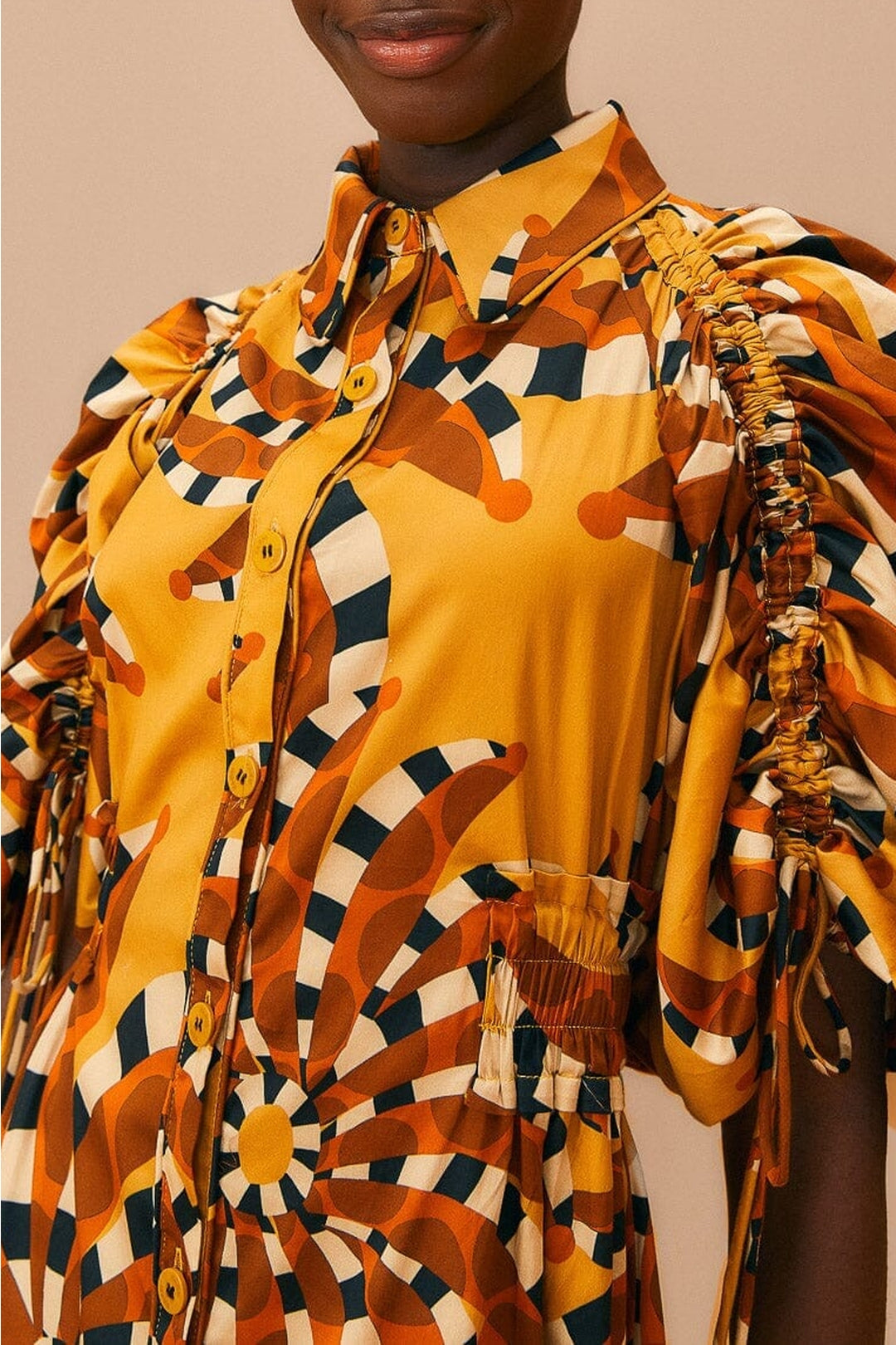 Robe courte à boutons Bananada en coton - Jaune