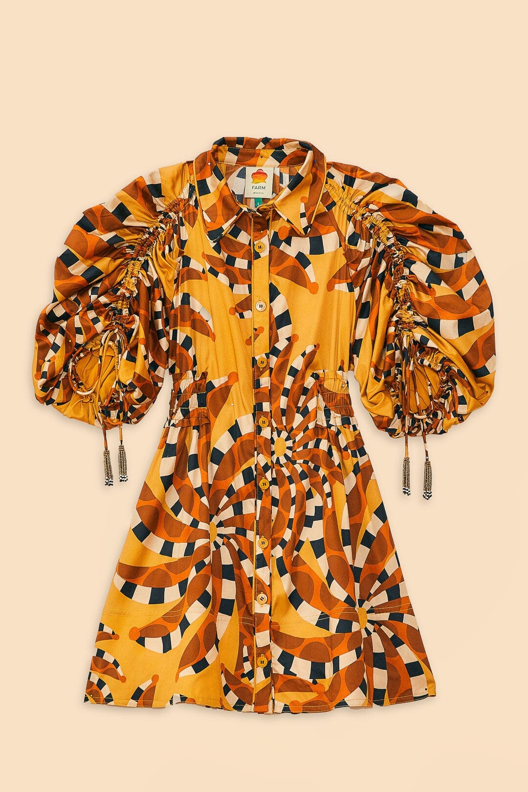 Robe courte à boutons Bananada en coton - Jaune
