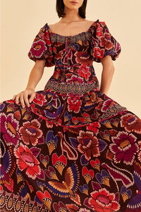 Robe longue à manches courtes - Rouge