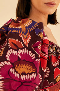 Robe longue à manches courtes - Rouge