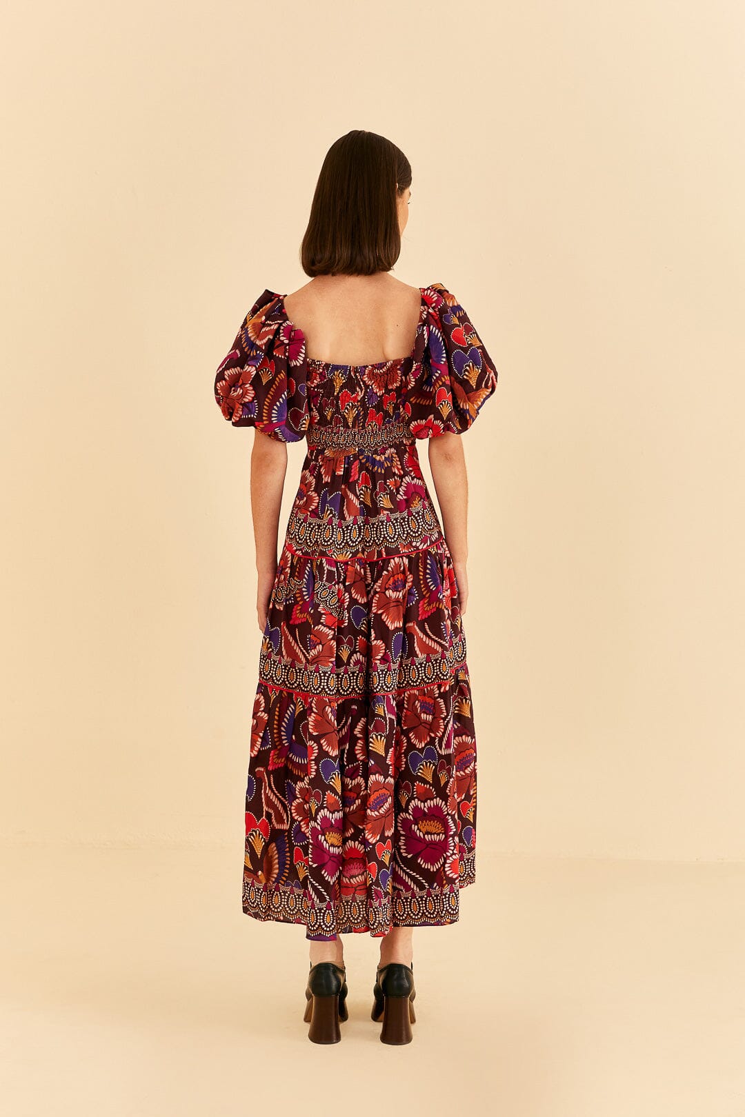 Robe longue à manches courtes - Rouge