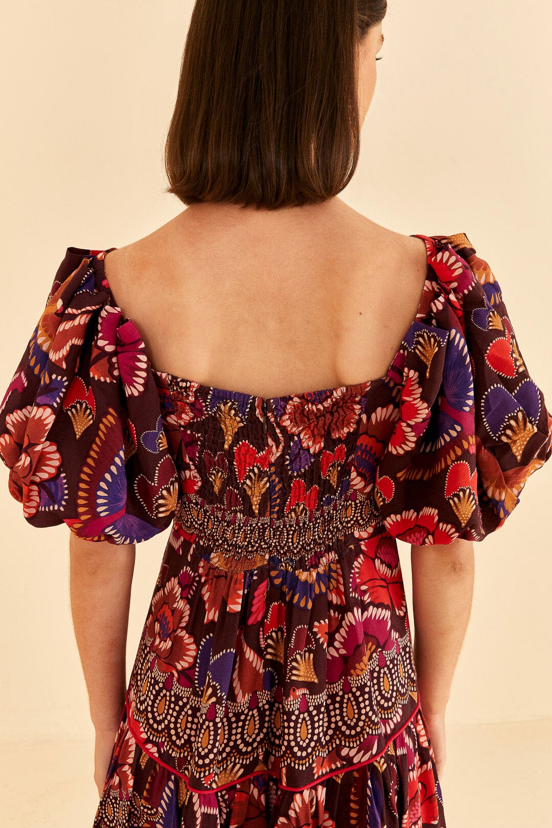 Robe longue à manches courtes - Rouge