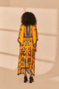 Robe longue caftan Tropical Tapestry - Orange